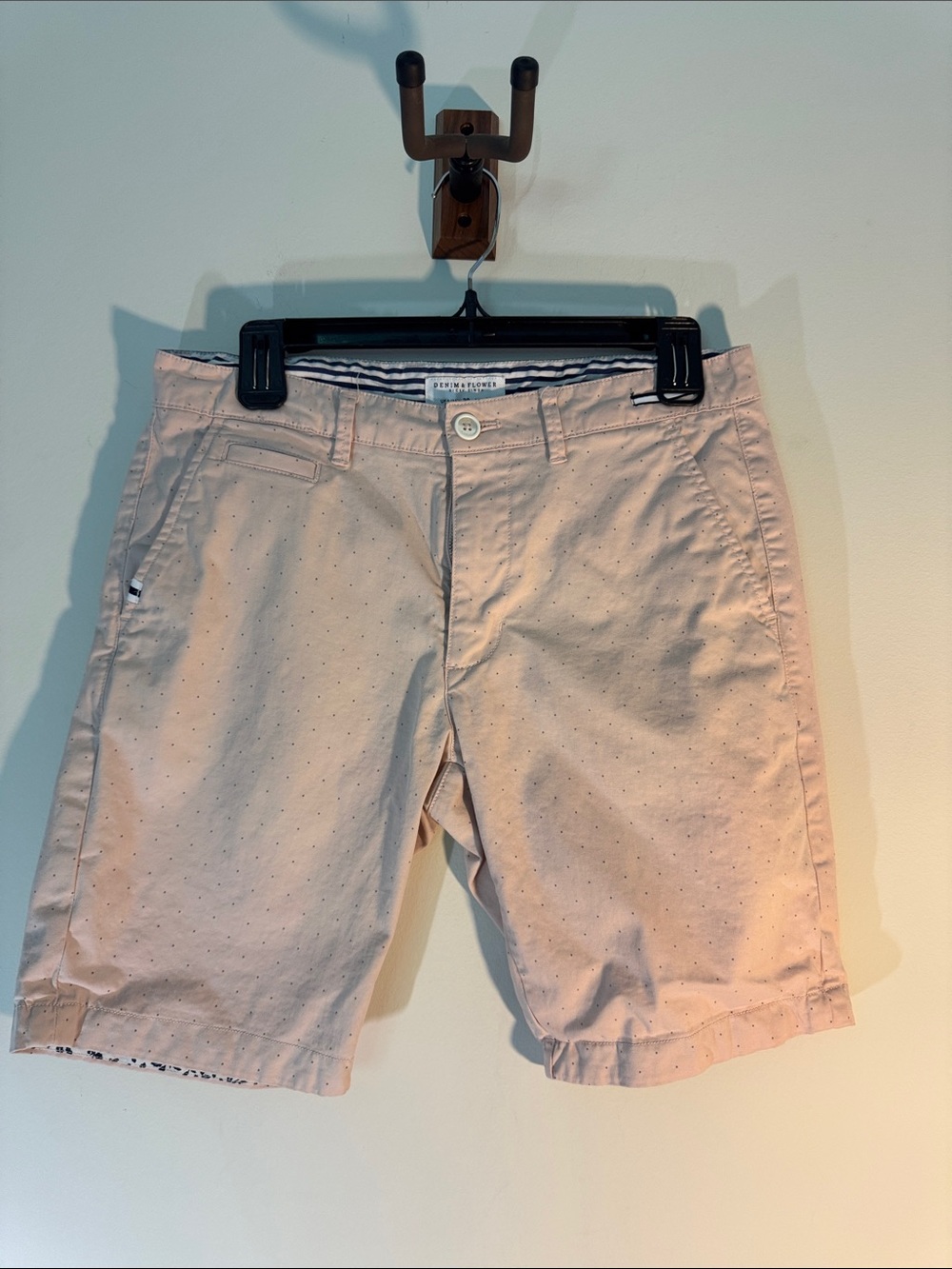 Denim & Flower Light Pink Dotted Cotton Shorts
